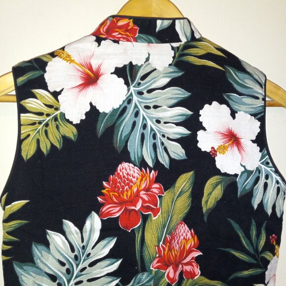 Vintage Liberty House Young Hawaii Cropped Shirt-Medium-Toggle Button-Sleeveless - Picture 6 of 8